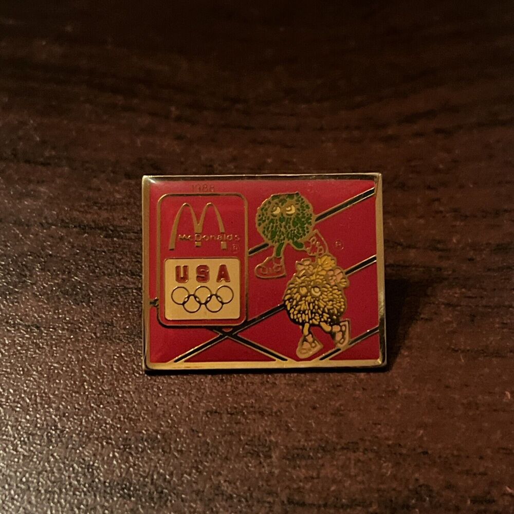 Vintage McDonald's Olympics Fry Buddies Track‎ Running Employee Lapel Hat Pin